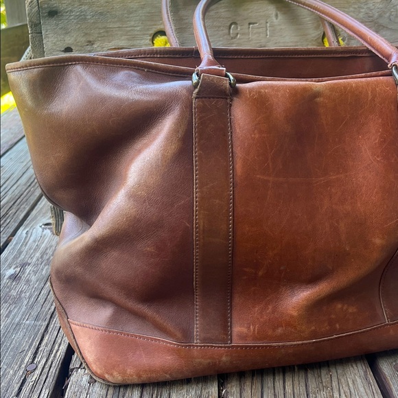 Vintage L.L. Bean Brown Leather Tote Bag – Style #0YV37 - Picture 7 of 16
